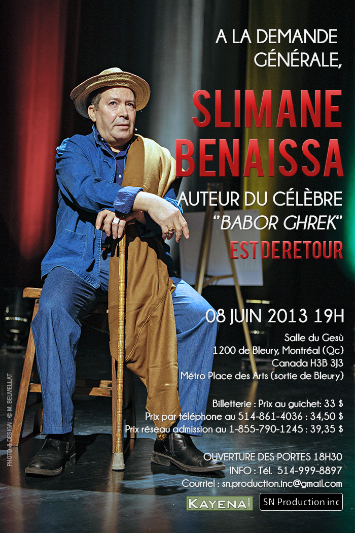 Théâtre : Slimane Benaissa à Montréal, Québec et Ottawa
