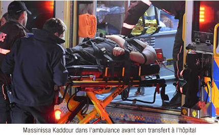 Massinissa Kaddour dans l'ambulance avant son transfert à l'hôpital